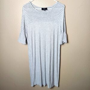 COA Made in California Gray/White Stripe Ruffle Half Sleeve Dress-Size S